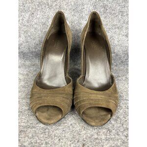 Gucci Shoes Womens Size 7 Brown Suede Peep Toe Stiletto Pumps Made in Italy
